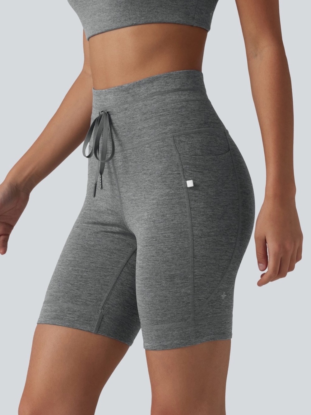 NWT Halara Ultrasculpt Drawstring Yoga Biker Shorts 7” Sz Small 4/6-Grey